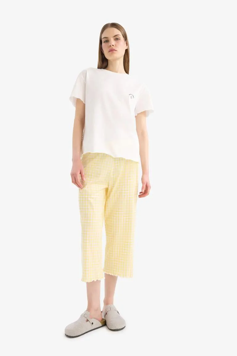 Pijama Takımı Kısa Kollu Üst Esnek Belli Uzun Alt-Fall in Love
