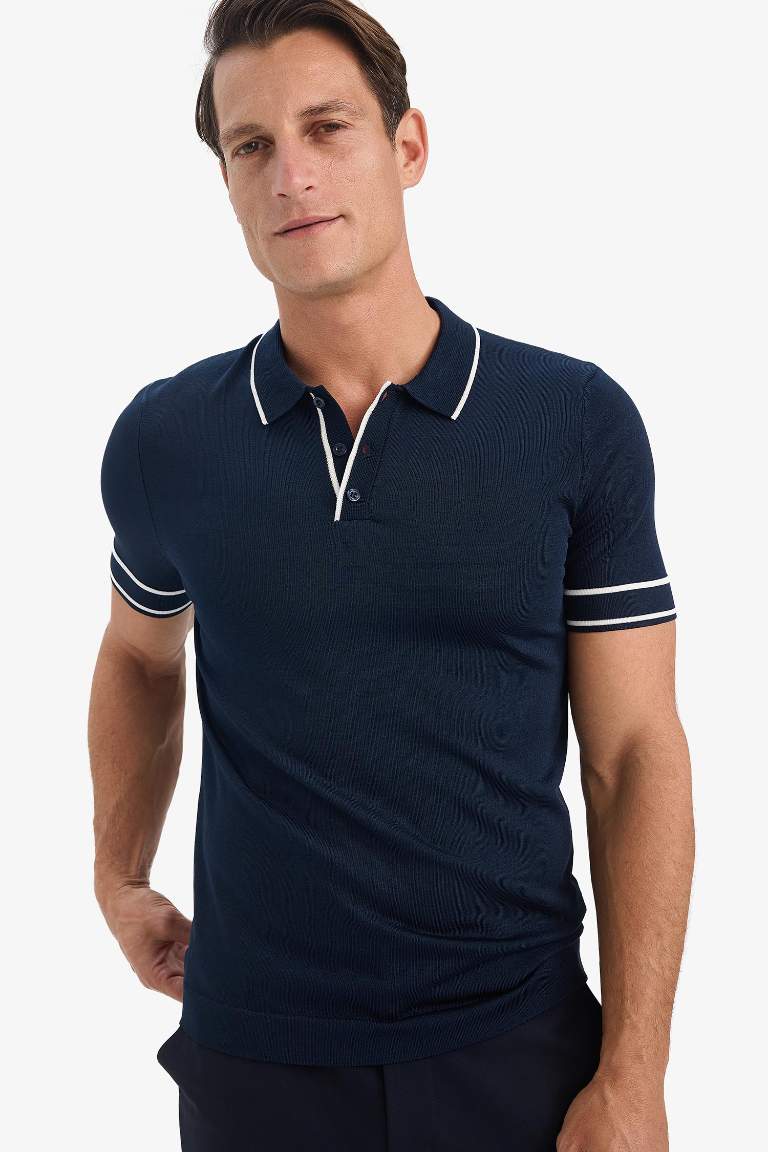 Standart Fit Polo Yaka Triko Kısa Kollu Tişört