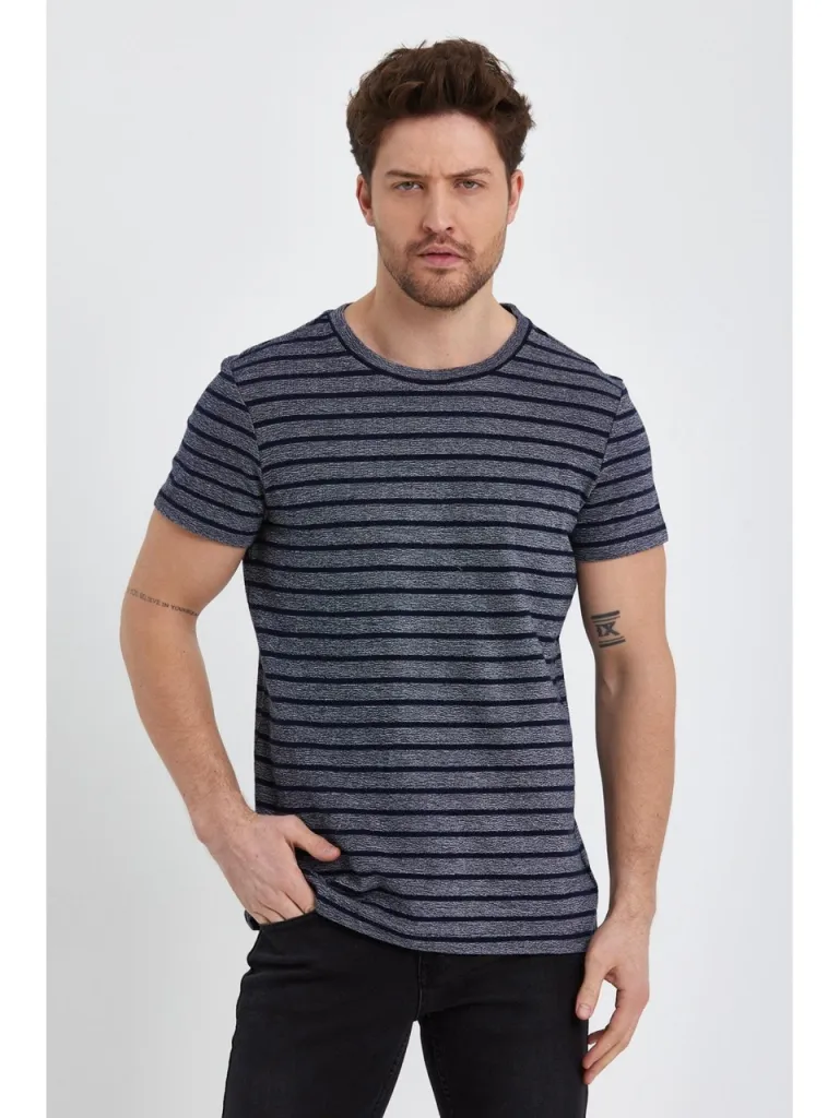 Alexander Gardi Çizgili Bisiklet Yaka T-Shirt (138281)