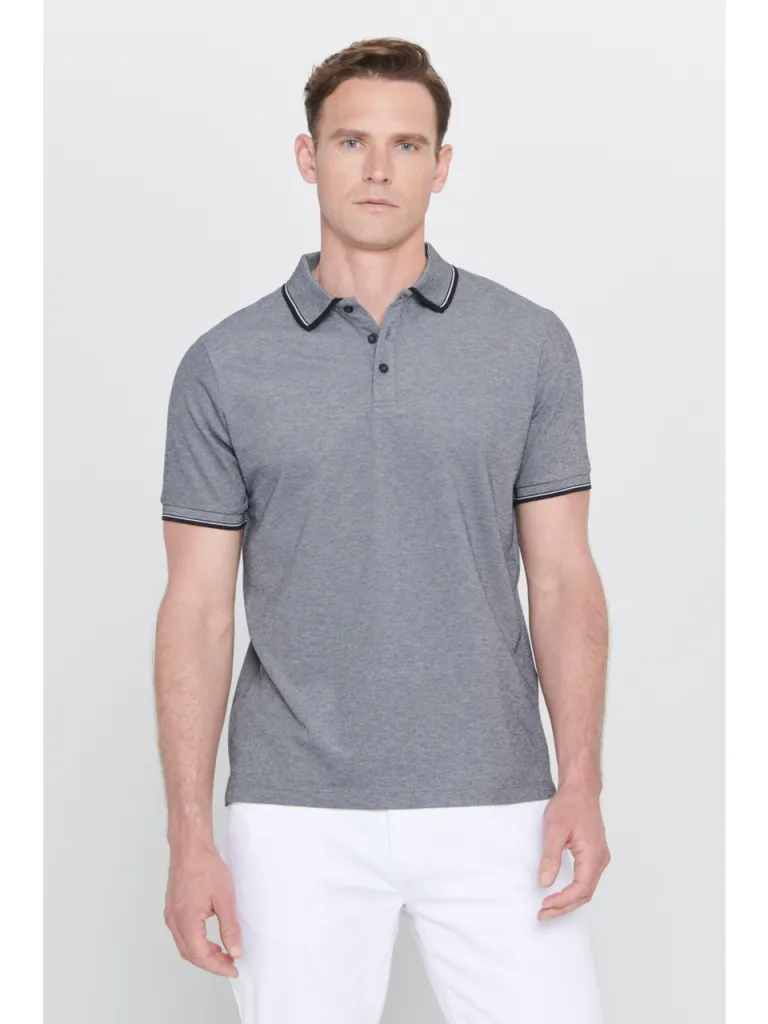 Altınyıldız Classics AC&Co / Altınyıldız Classics Erkek Çekmeyen Pamuklu Kumaş Slim Fit Dar Kesim Kıvrılmaz Polo Yaka Tişört