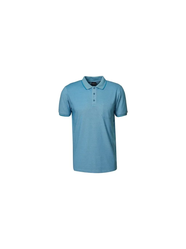 Altınyıldız Classics AC&Co / Altınyıldız Classics Erkek Çekmeyen Pamuklu Kumaş Regular Fit Rahat Kesim Mavi Kıvrılmaz Polo Yaka Cepli Tişört