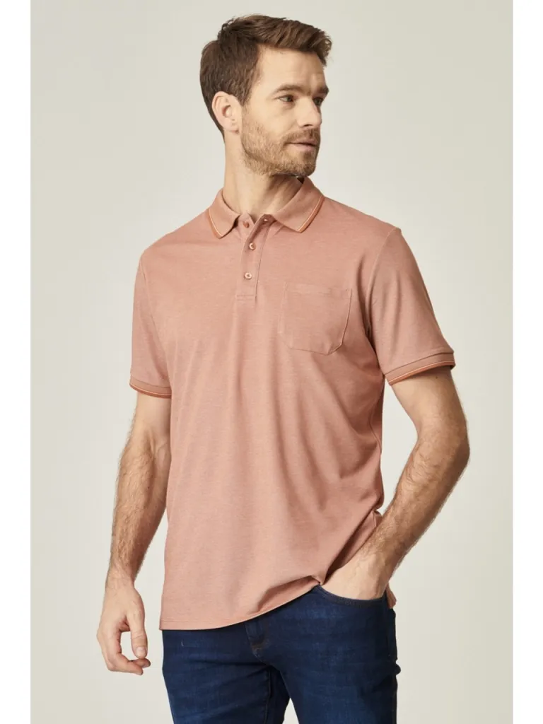 Altınyıldız Classics AC&Co / Altınyıldız Classics Erkek Kiremit-bej Polo Yaka Cepli Regular Fit Rahat Kesim Düz Tişört