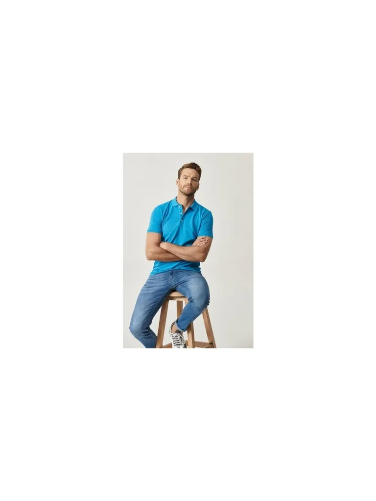 Altınyıldız Classics ALTINYILDIZ CLASSICS Erkek Turkuaz %100 Pamuk Kıvrılmaz Polo Yaka Slim Fit Dar Kesim Tişört