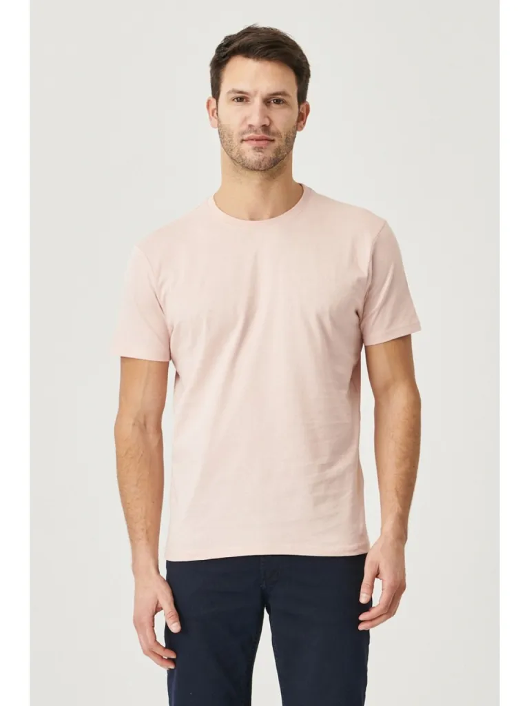 Altınyıldız Classics Erkek Gül Kurusu %100 Pamuk Slim Fit Dar Kesim Bisiklet Yaka Tişört