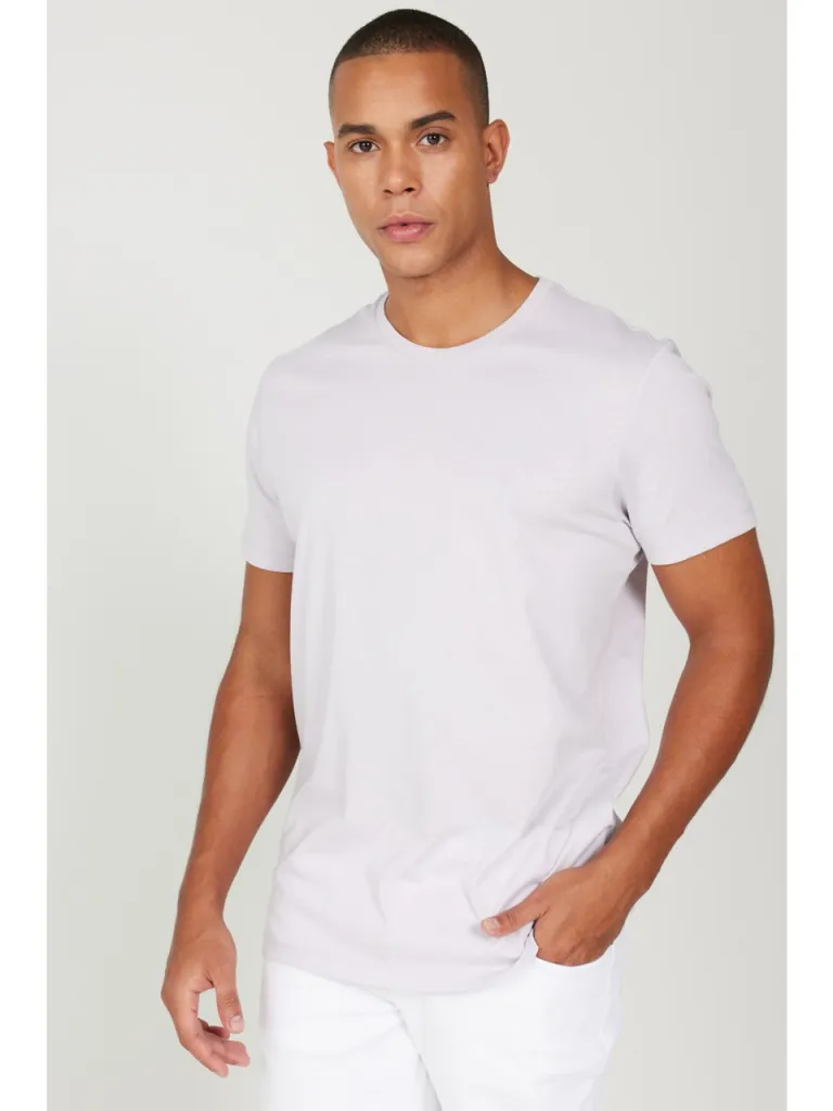 Altınyıldız Classics Erkek Lila Slim Fit Dar Kesim %100 Pamuk Bisiklet Yaka Tişört
