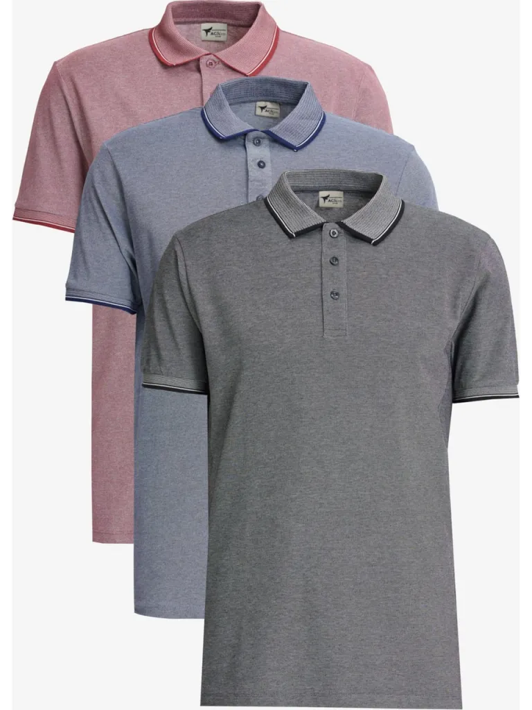 Altınyıldız Classics Slim Fit Dar Kesim 3 'lü Kıvrılmaz Polo Yaka Tişört
