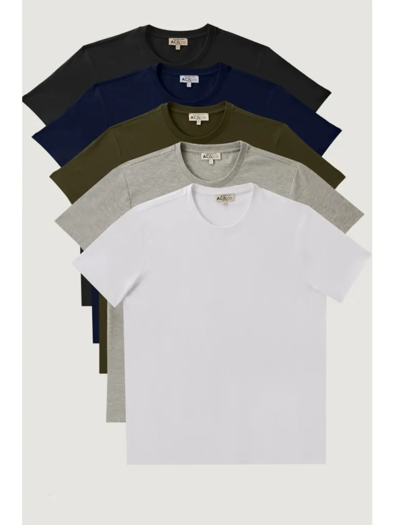 Altınyıldız Classics Slim Fit Dar Kesim Bisiklet Yaka 5'li Tişört Paketi