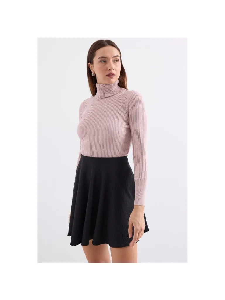 AYDOGANTICARET44 10311 Balıkçı Yaka Triko Kazak - Pembe