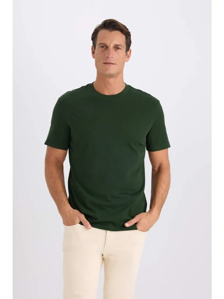 DeFacto %100 Pamuk New Regular Fit Bisiklet Yaka Basic Düz Kısa Kollu Tişört V7699AZ25SP
