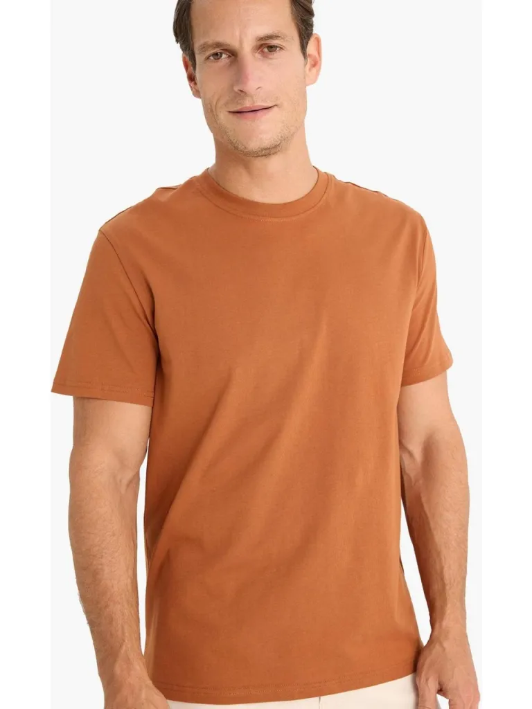 DeFacto %100 Pamuk New Regular Fit Bisiklet Yaka Basic Düz Kısa Kollu Tişört V7699AZ25SP