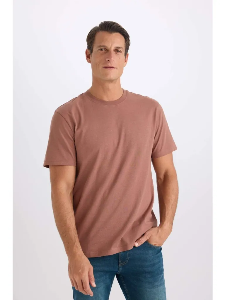 DeFacto %100 Pamuk New Regular Fit Bisiklet Yaka Basic Düz Kısa Kollu Tişört V7699AZ25SP