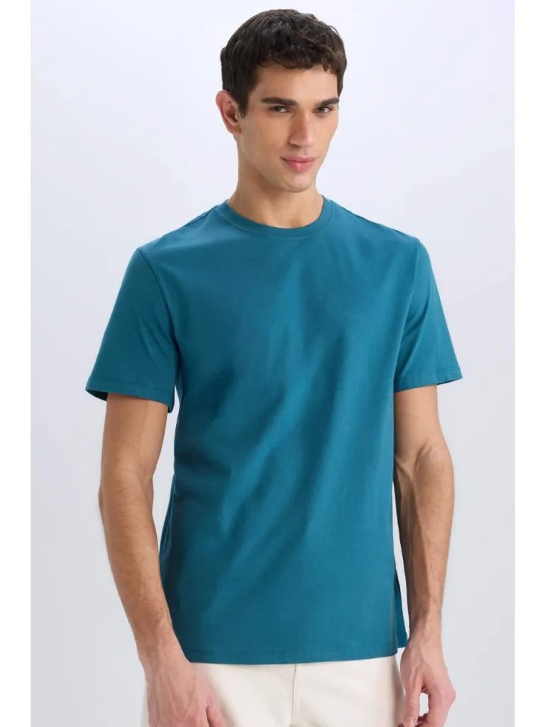 DeFacto %100 Pamuk New Regular Fit Bisiklet Yaka Basic Düz Kısa Kollu Tişört V7699AZ25SP