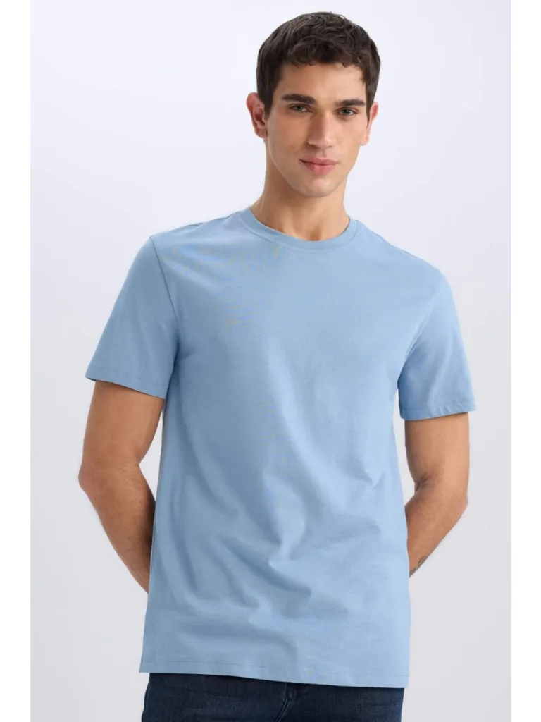 DeFacto %100 Pamuk New Regular Fit Bisiklet Yaka Basic Düz Kısa Kollu Tişört V7699AZ25SP