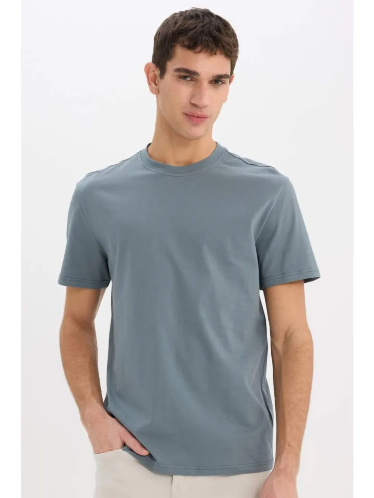 DeFacto %100 Pamuk New Regular Fit Bisiklet Yaka Basic Düz Kısa Kollu Tişört V7699AZ25SP