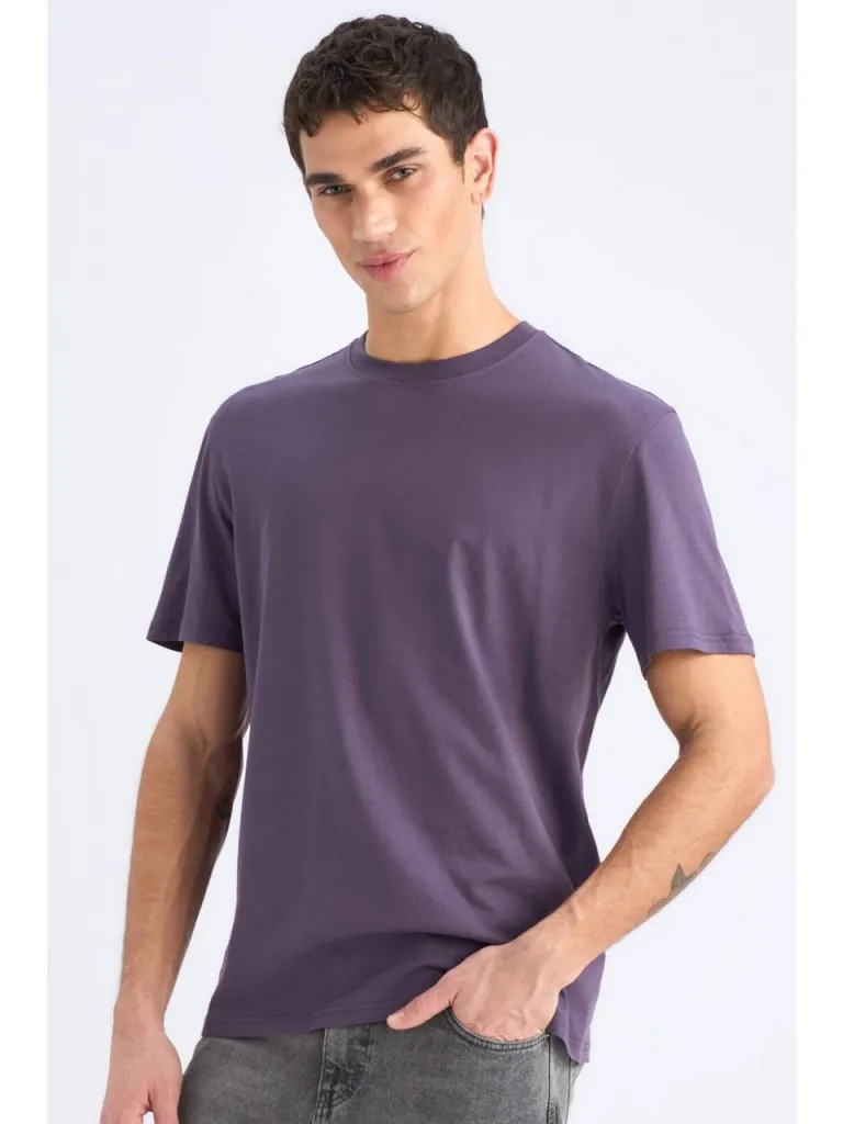 DeFacto %100 Pamuk New Regular Fit Bisiklet Yaka Basic Düz Kısa Kollu Tişört V7699AZ25SP