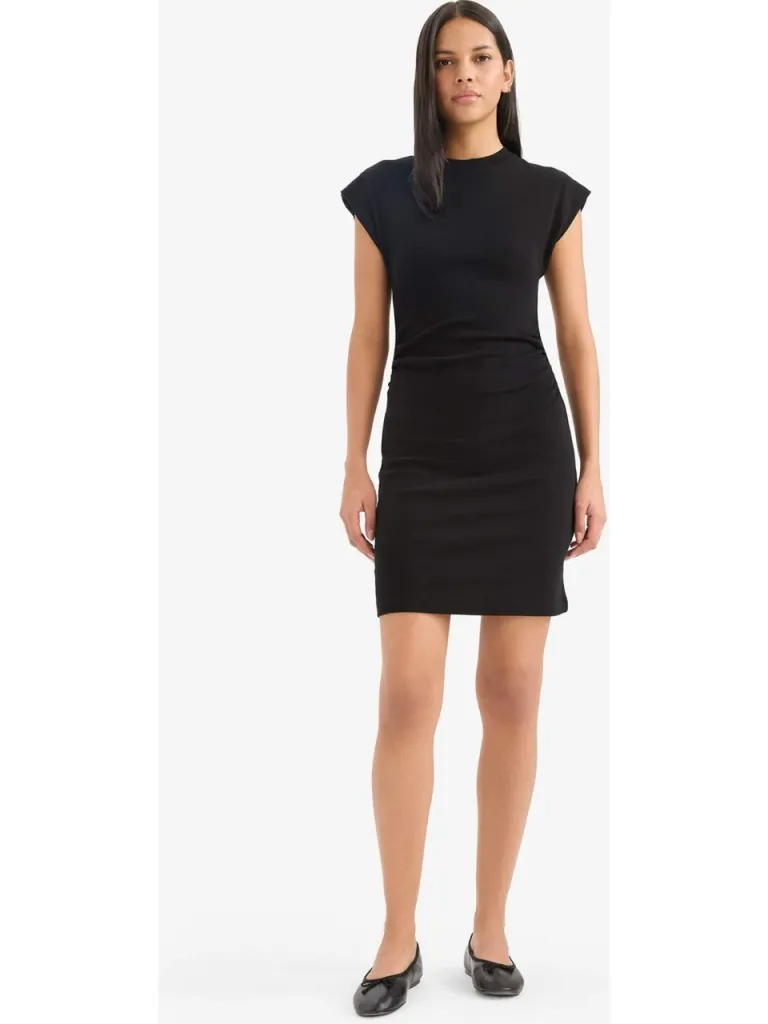 DeFacto Bodycon Vücudu Saran Bisiklet Yaka Basic Düz Ribana Kolsuz Mini Yazlık Elbise C4513AX25SM