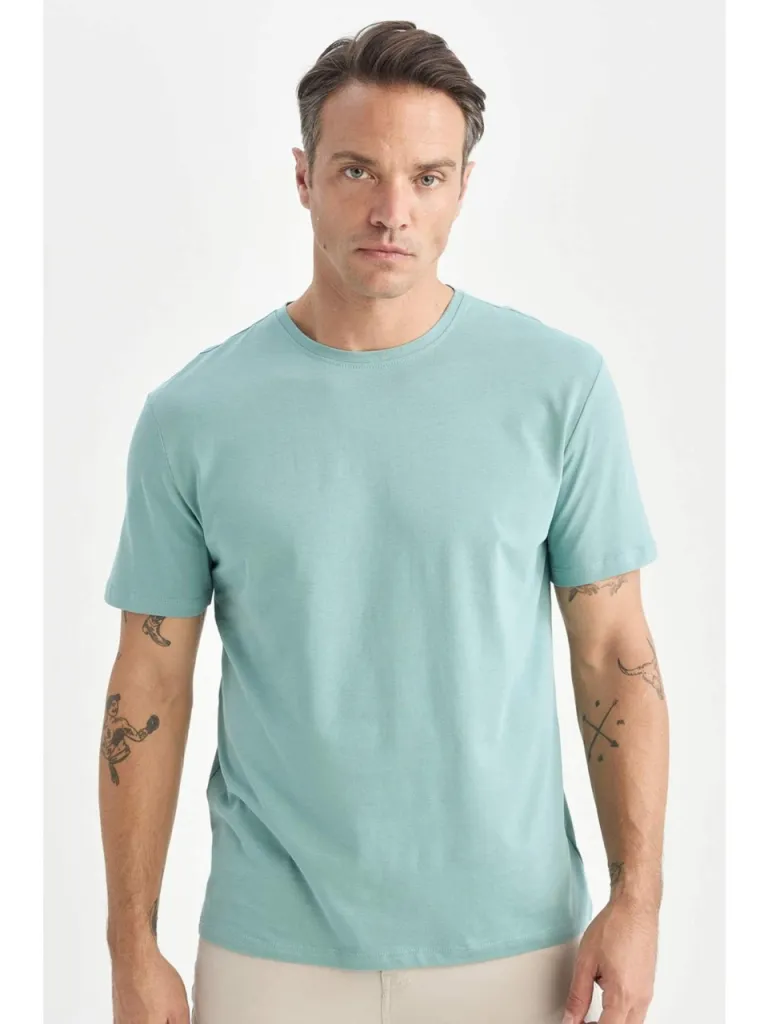 DeFacto New Regular Fit Bisiklet Yaka Basic Düz Kısa Kollu Tişört E1091AXNS