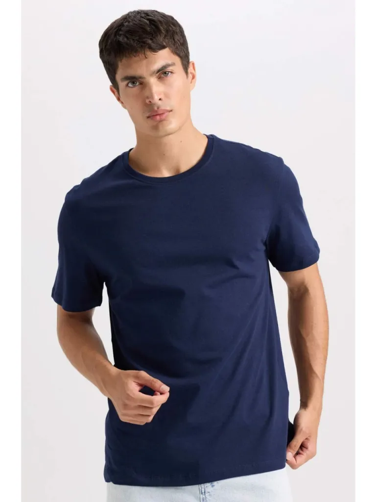 DeFacto New Regular Fit Bisiklet Yaka Basic Düz Kısa Kollu Tişört E1091AXNS