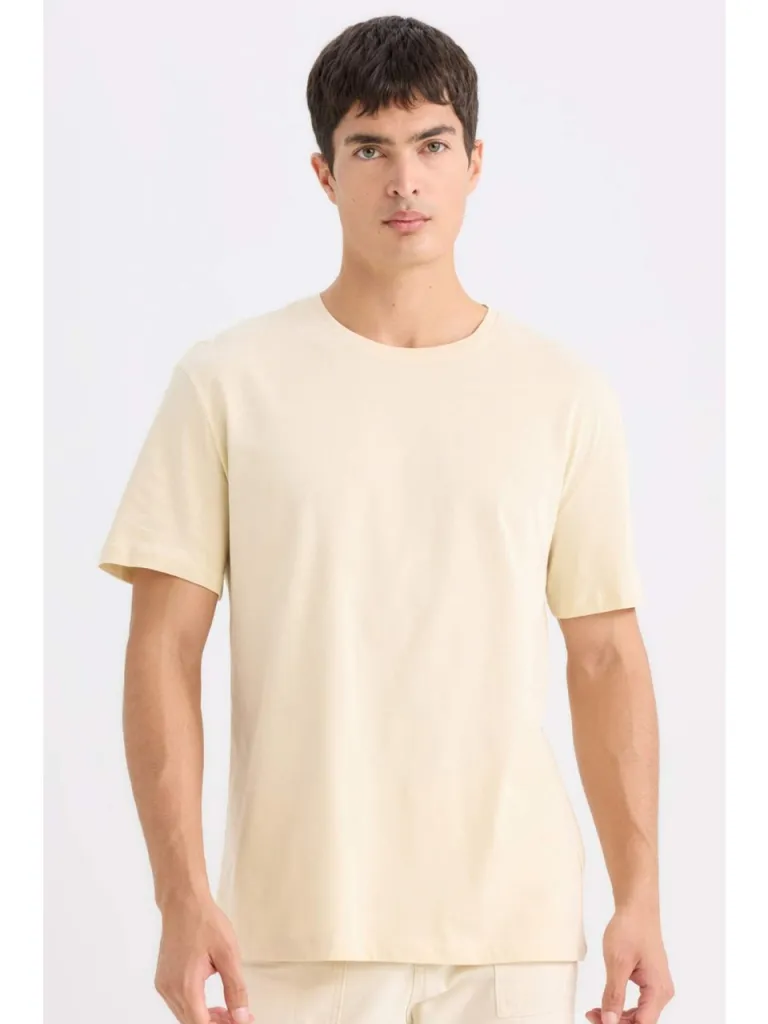 DeFacto New Regular Fit Bisiklet Yaka Basic Düz Kısa Kollu Tişört E1091AXNS
