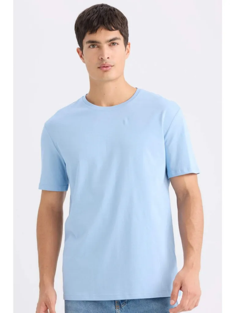 DeFacto New Regular Fit Bisiklet Yaka Basic Düz Kısa Kollu Tişört E1091AXNS