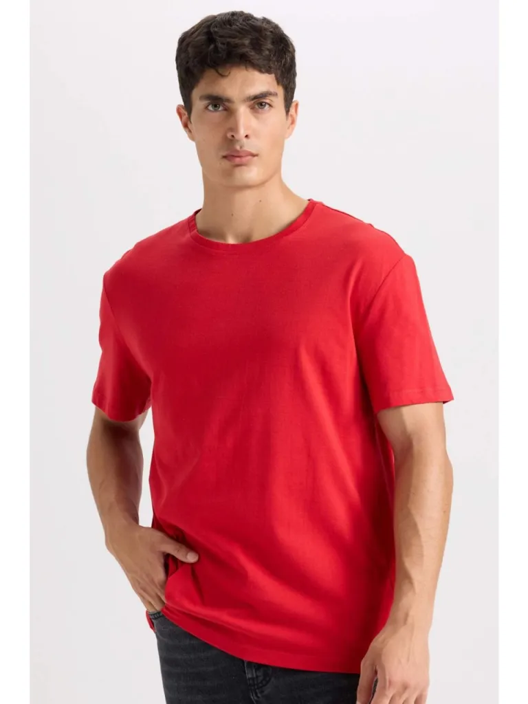 DeFacto New Regular Fit Bisiklet Yaka Basic Düz Kısa Kollu Tişört E1091AXNS