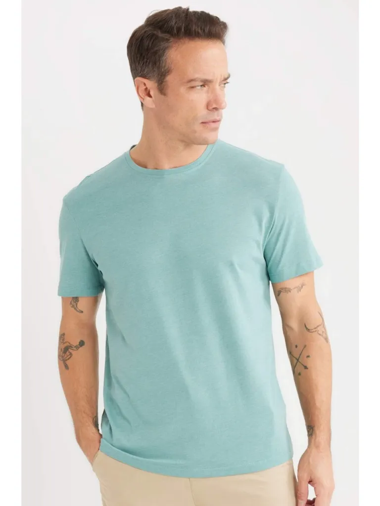 DeFacto New Regular Fit Bisiklet Yaka Basic Düz Kısa Kollu Tişört E1091AXNS