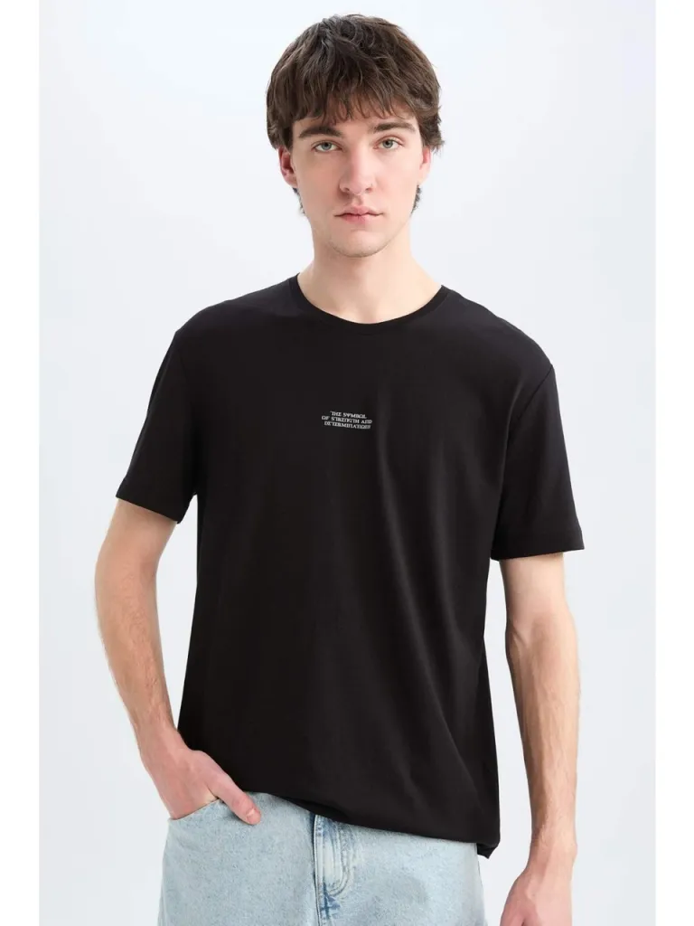 DeFacto Regular Fit Bisiklet Yaka Baskılı Kısa Kollu Tişört E5179AX25SM