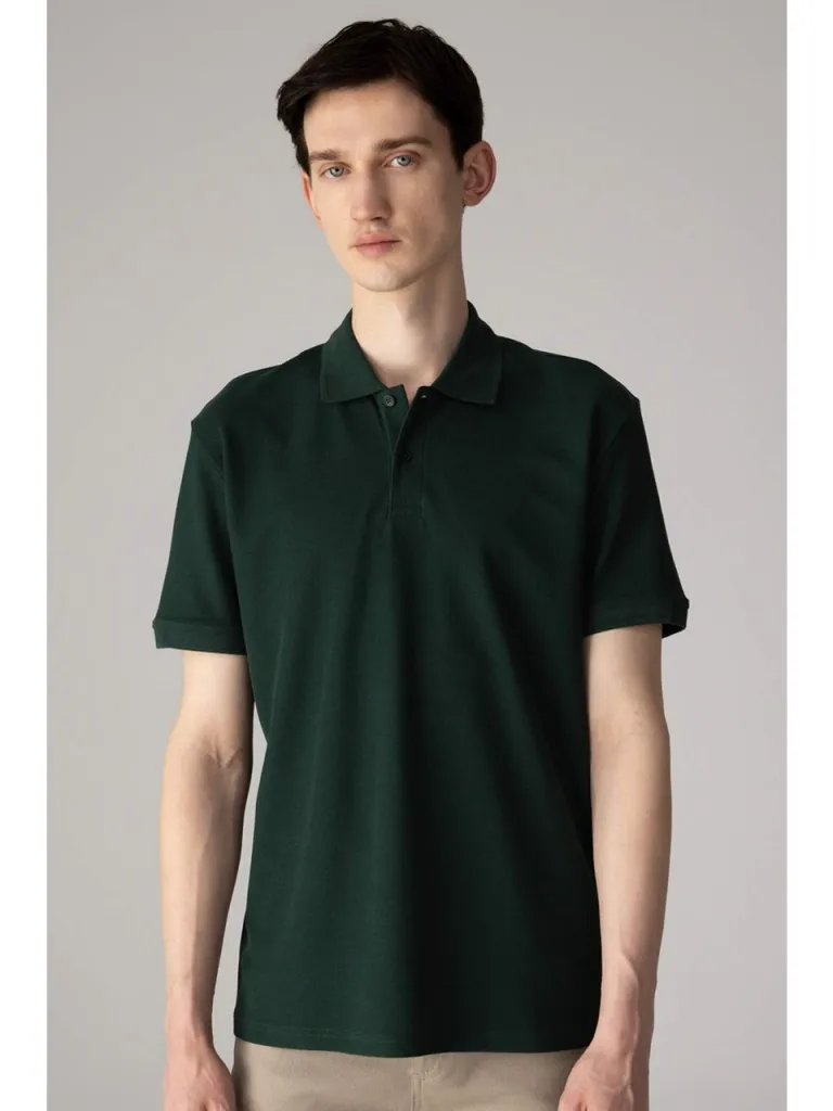DeFacto Regular Fit Polo Yaka Kısa Kollu Basic Düz Pike Kumaş Tişört C1293AX24SP