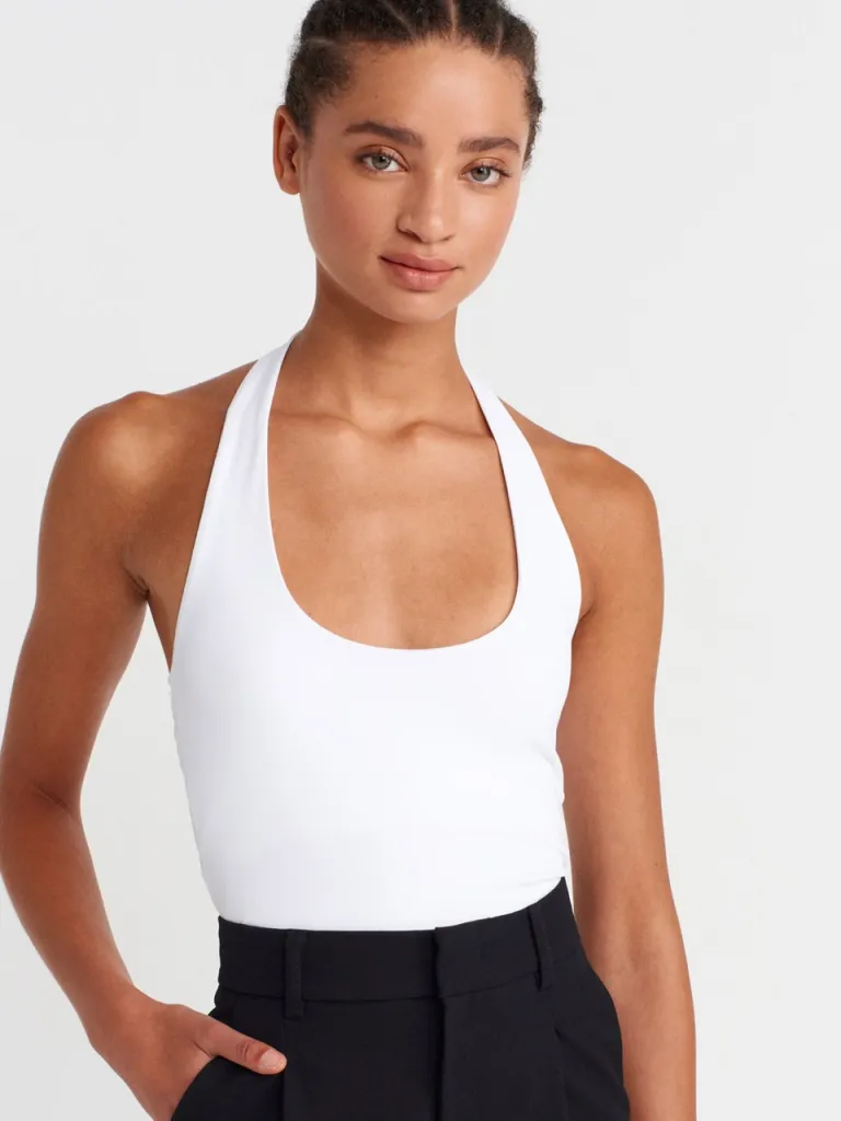 Dilvin 31753 Halter Yaka Top-Beyaz
