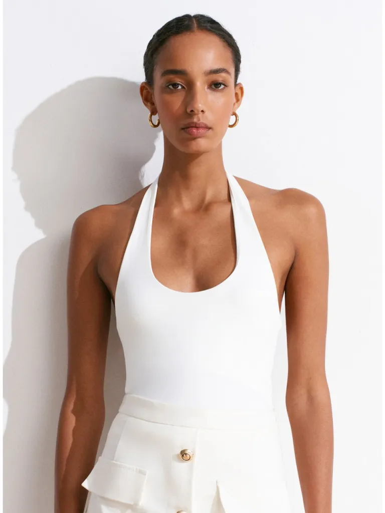 Dilvin 31753 Halter Yaka Top-Ekru
