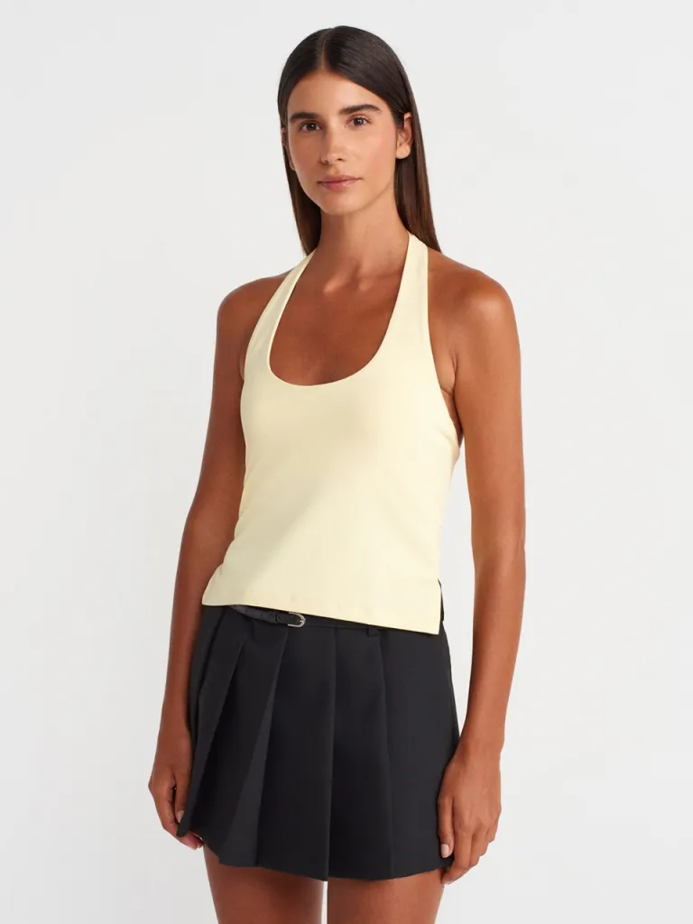 Dilvin 31753 Halter Yaka Top-Sarı