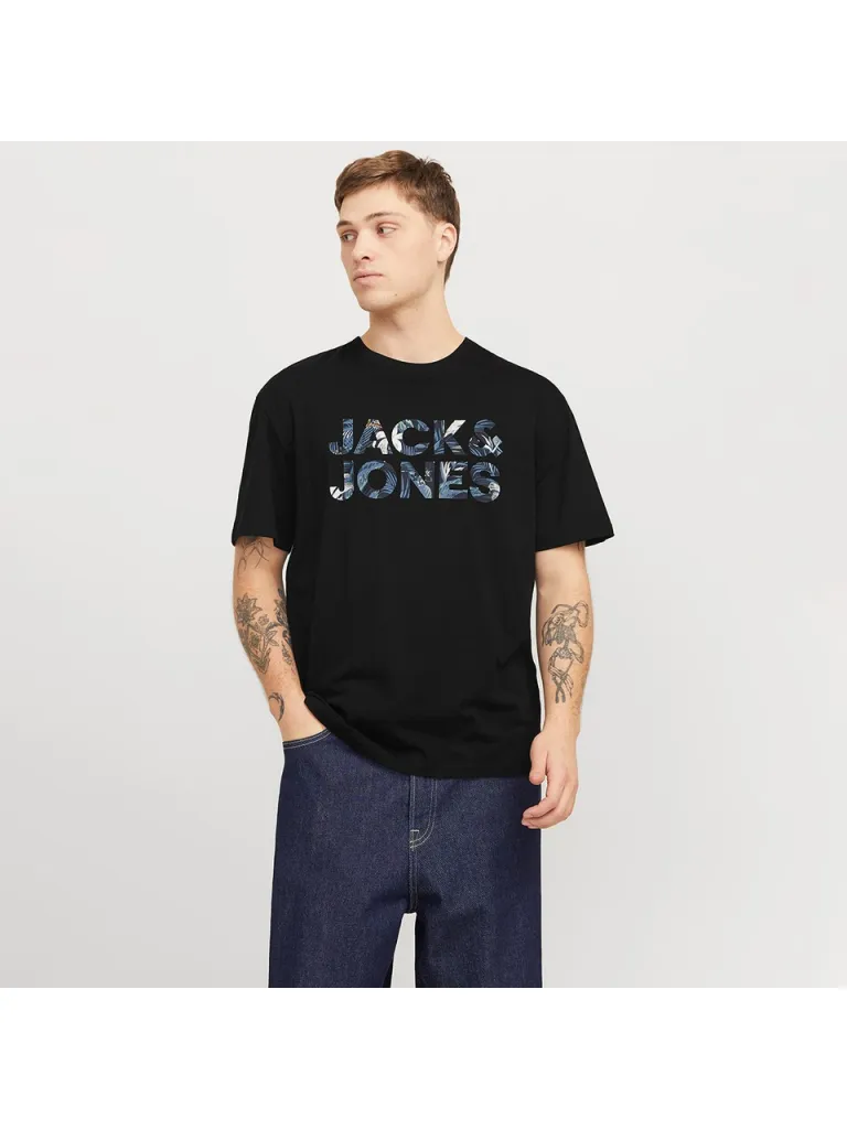 Jack & Jones Bryan Corp Logo O Neck Erkek Siyah Yuvarlak Yaka Tişört