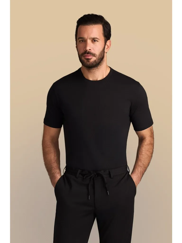 Kiğılı Bisiklet Yaka Slim Fit Dar Kesim Süprem Pamuk Tişört