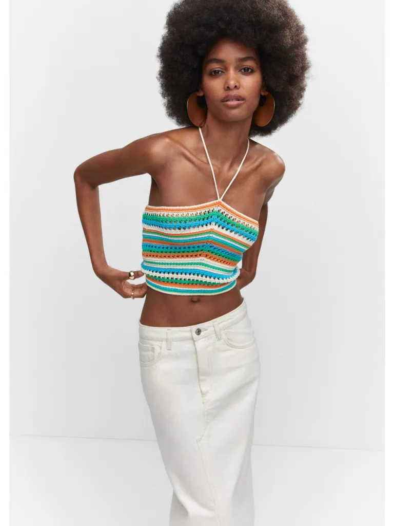Mango Halter Yaka Tığ İşi Üst