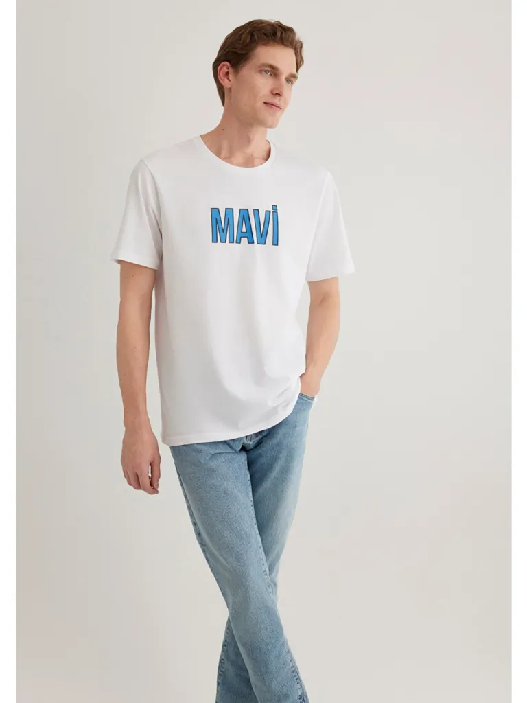 Mavi Mavi Logo Baskılı Beyaz Tişört 066842-620
