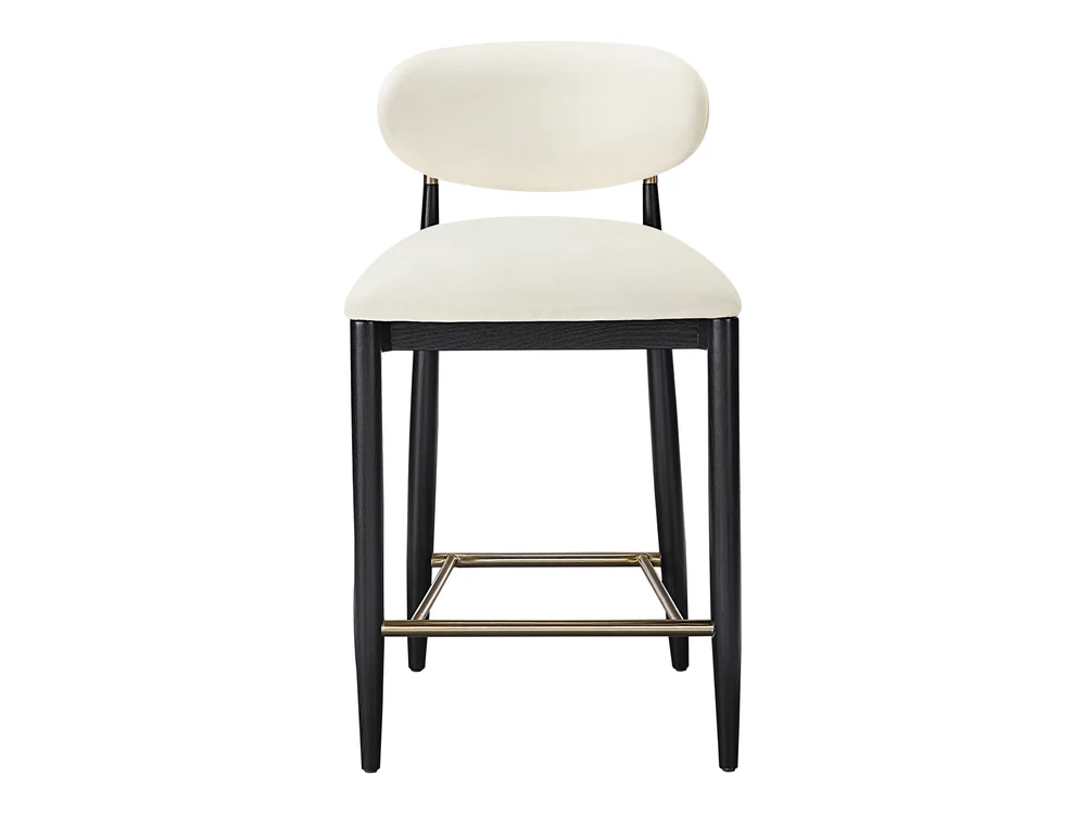 Riccio 20.3" Wide Vegan Leather Black and Gold Frame Bar Stool