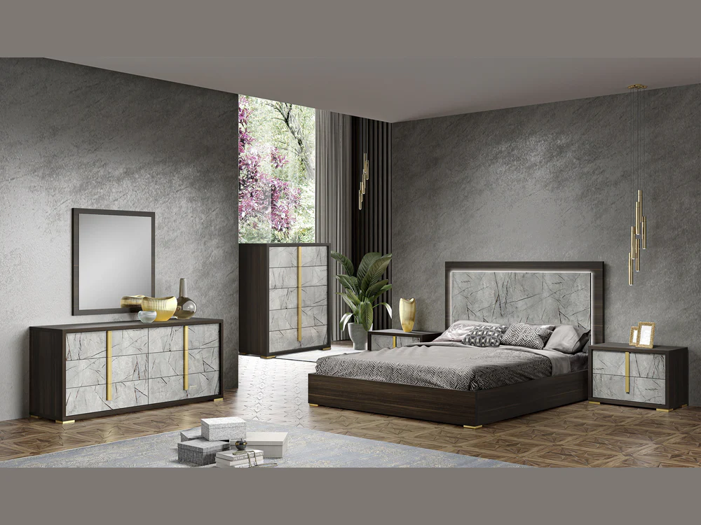 Travertine 61.5" Wide 6 Drawer Dresser With Mirror