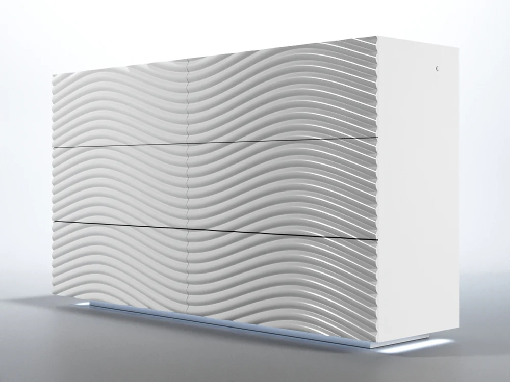 Wave 63" Wide 6 Drawer White Dresser with Mirror